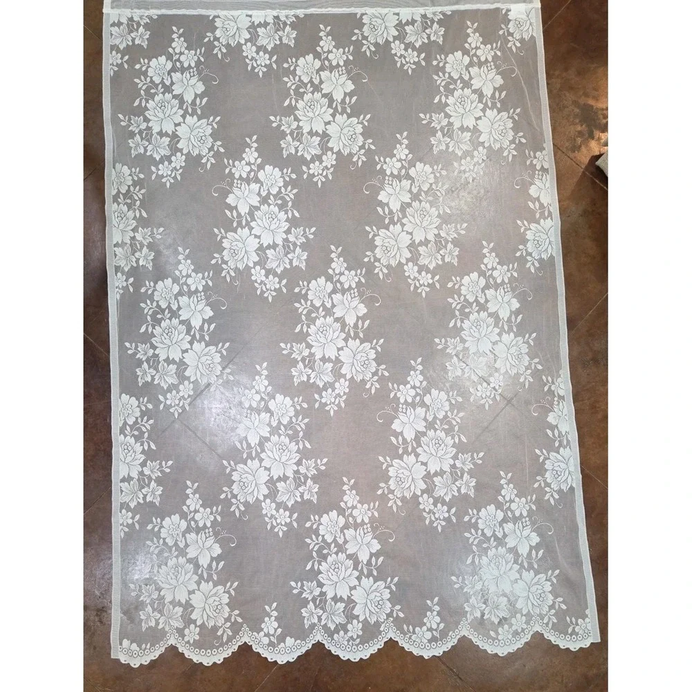 3 Vtg Y2K Floral Lace Curtain Panels 54x82